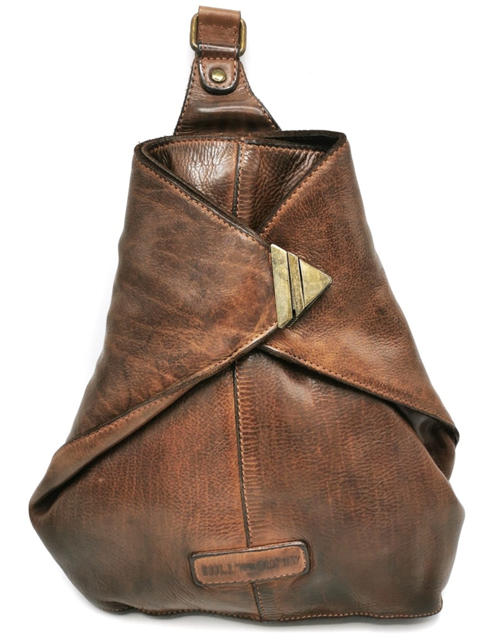 HillBurry Leather backpacks Leather shoppers - HillBurry Crossbody-Sling bag Washed Leather brown