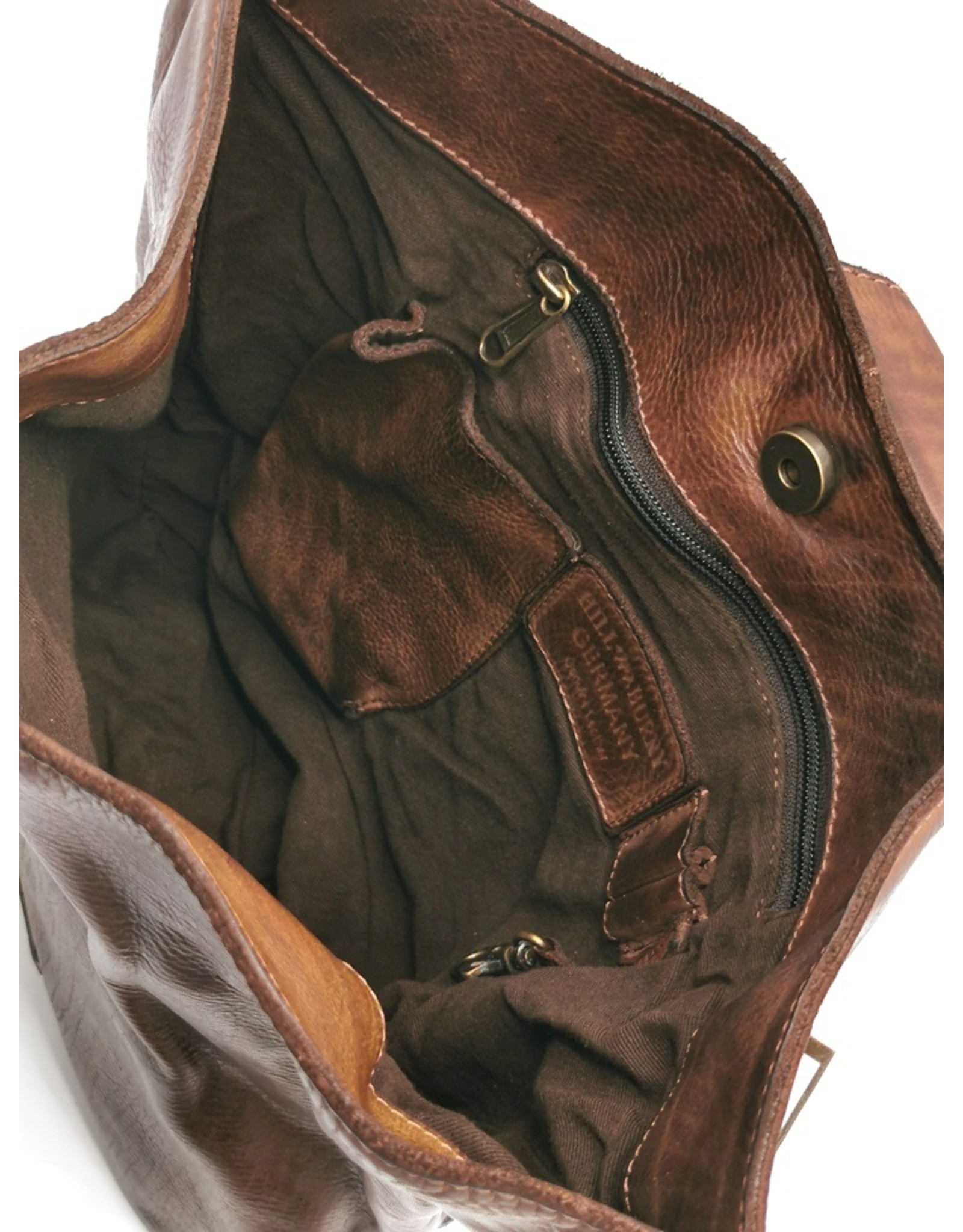 HillBurry Leather backpacks Leather shoppers - HillBurry Crossbody-Sling bag Washed Leather brown