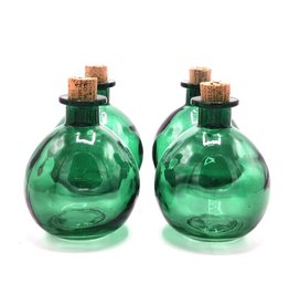 Trukado Ball Bottle Green Glass Set of 4