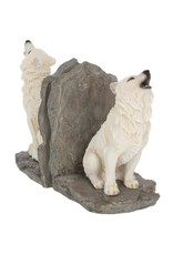 VG Giftware & Lifestyle - White Wolves Bookends