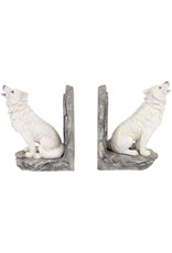 VG Giftware & Lifestyle - White Wolves Bookends