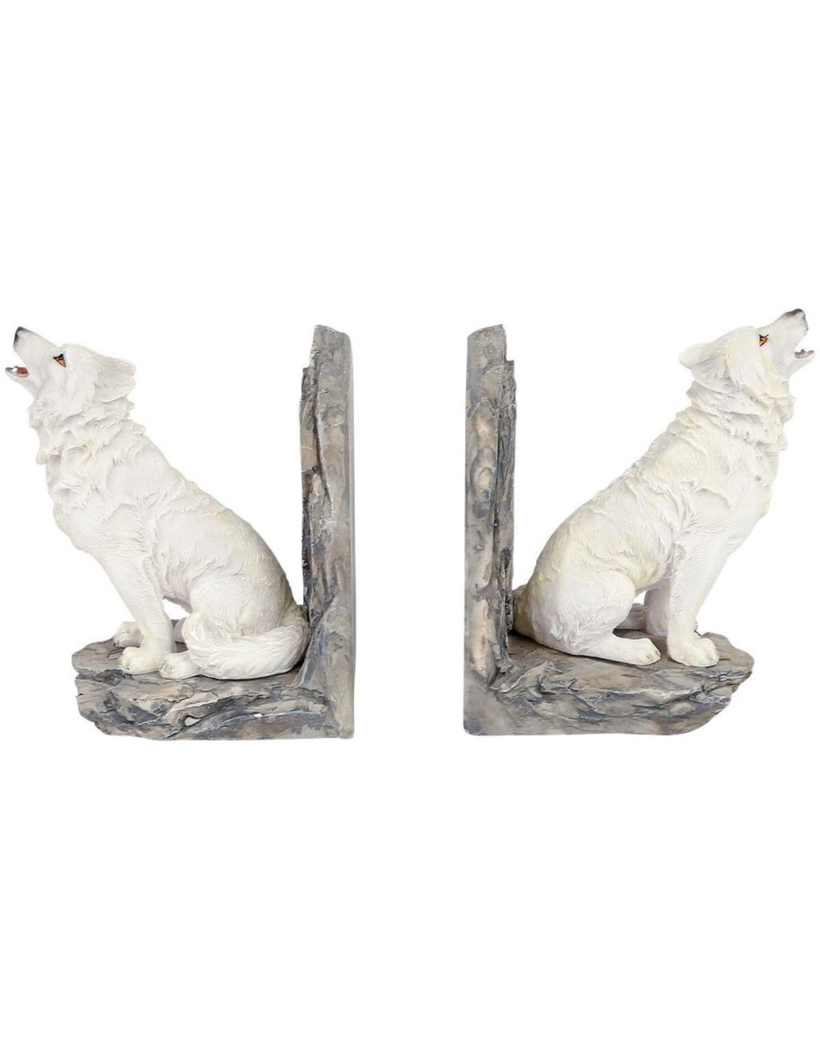 VG Giftware & Lifestyle - White Wolves Bookends