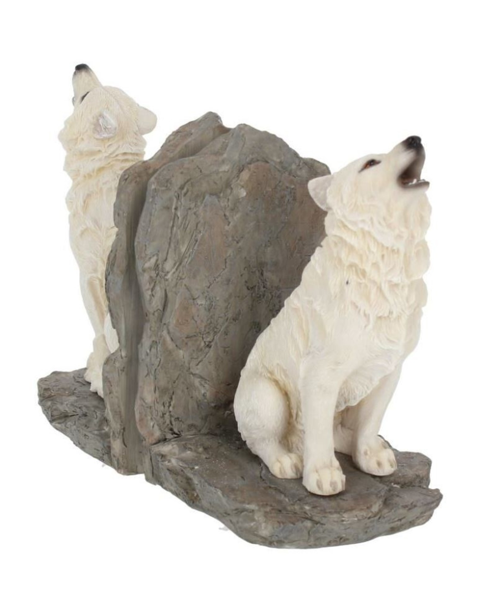 VG Giftware & Lifestyle - White Wolves Bookends