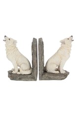 VG Giftware & Lifestyle - White Wolves Bookends