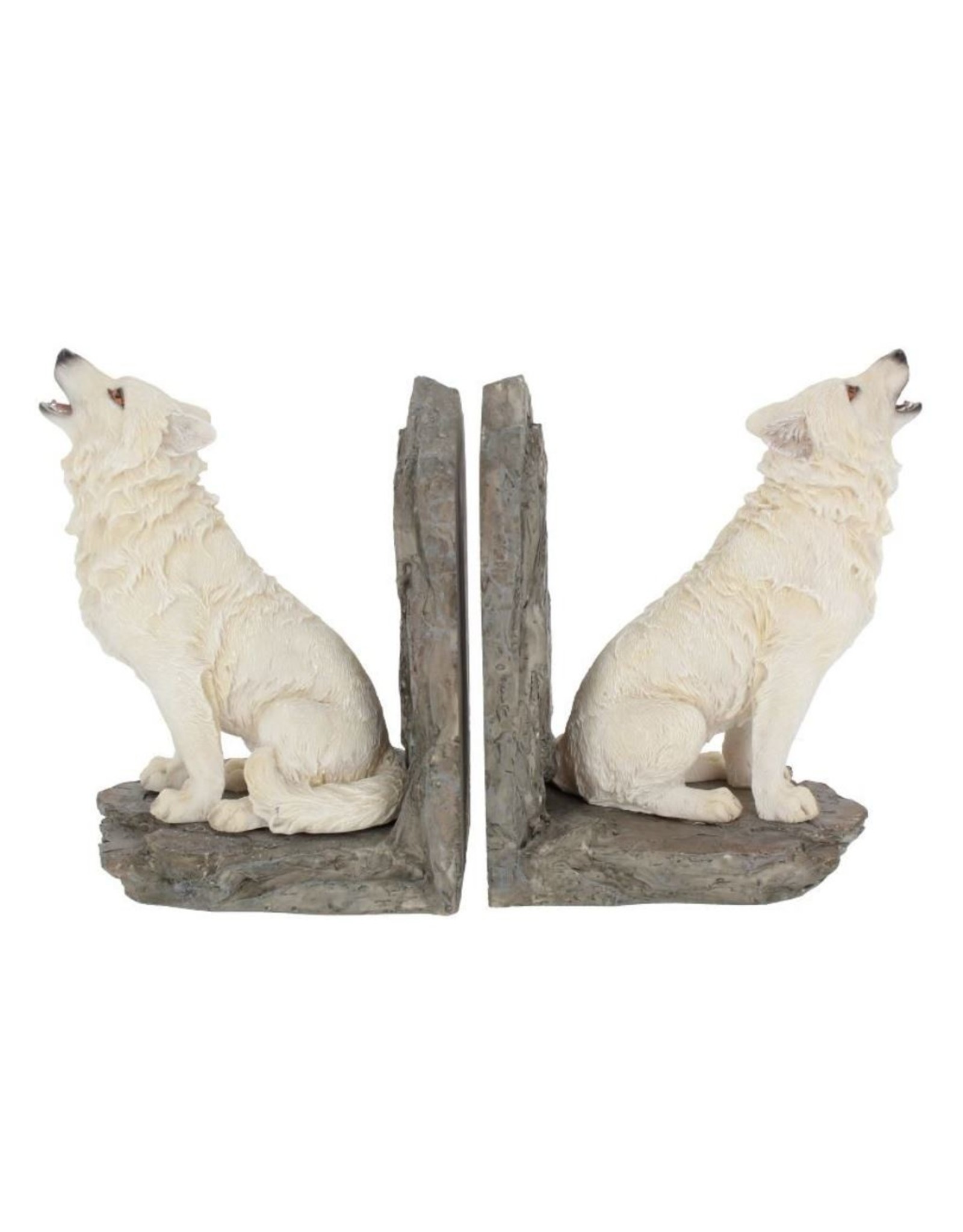 VG Giftware & Lifestyle - White Wolves Bookends