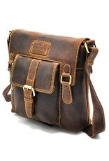 Hunters Leren schodertassen Leren crossbody tassen - Hunters crossbody tas met "M" omslag bruin