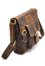 Hunters Leren schodertassen Leren crossbody tassen - Hunters crossbody tas met "M" omslag bruin