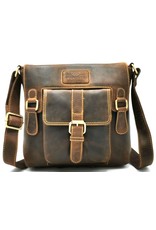 Hunters Leren schodertassen Leren crossbody tassen - Hunters crossbody tas met "M" omslag bruin