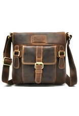 Hunters Leren schodertassen Leren crossbody tassen - Hunters crossbody tas met "M" omslag bruin