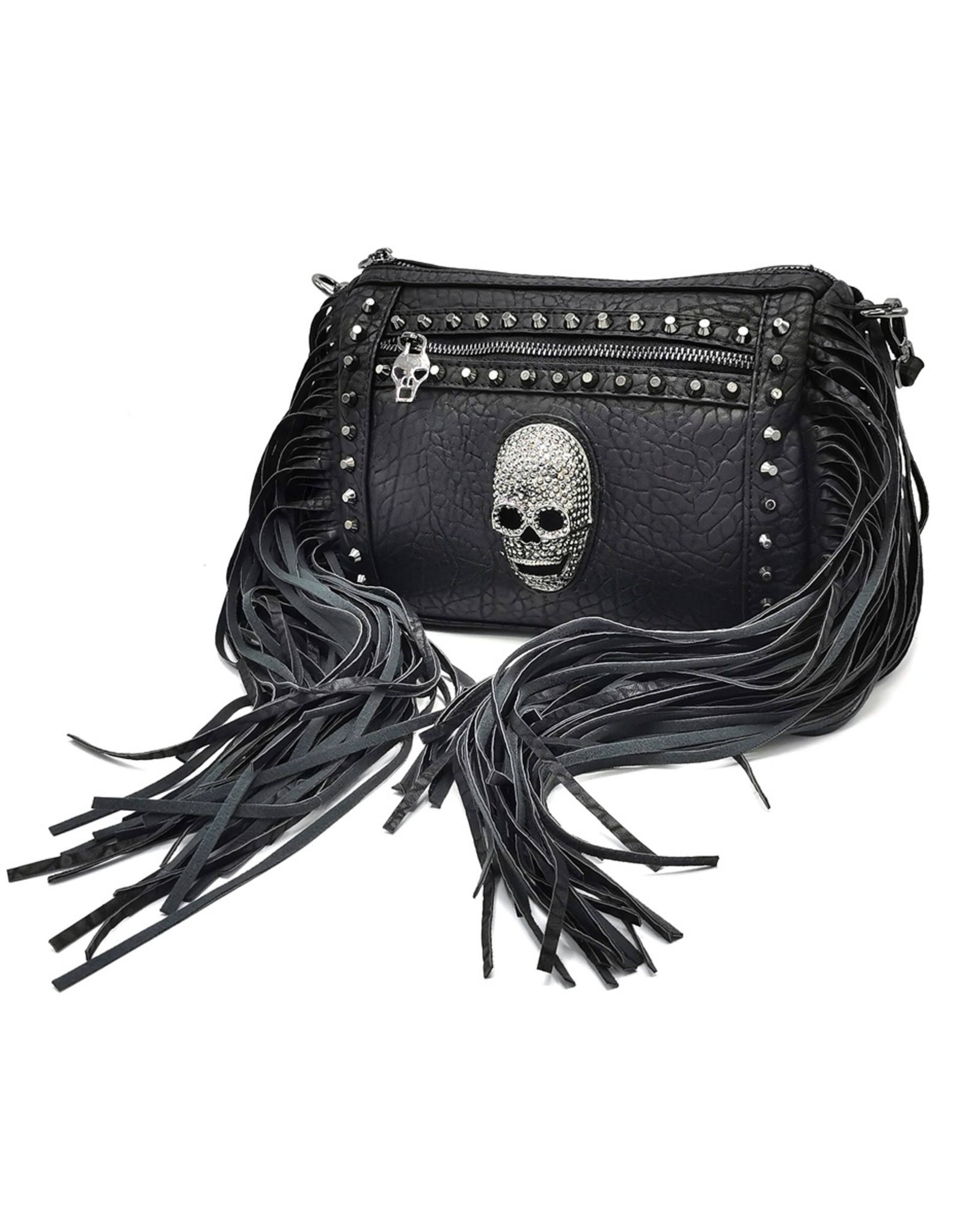 Dark Desire Gothic bags Steampunk bags -  Gothic Shoulder Bag with Metal Skull and Fringes