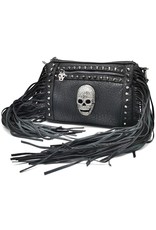 Dark Desire Gothic bags Steampunk bags -  Gothic Shoulder Bag with Metal Skull and Fringes