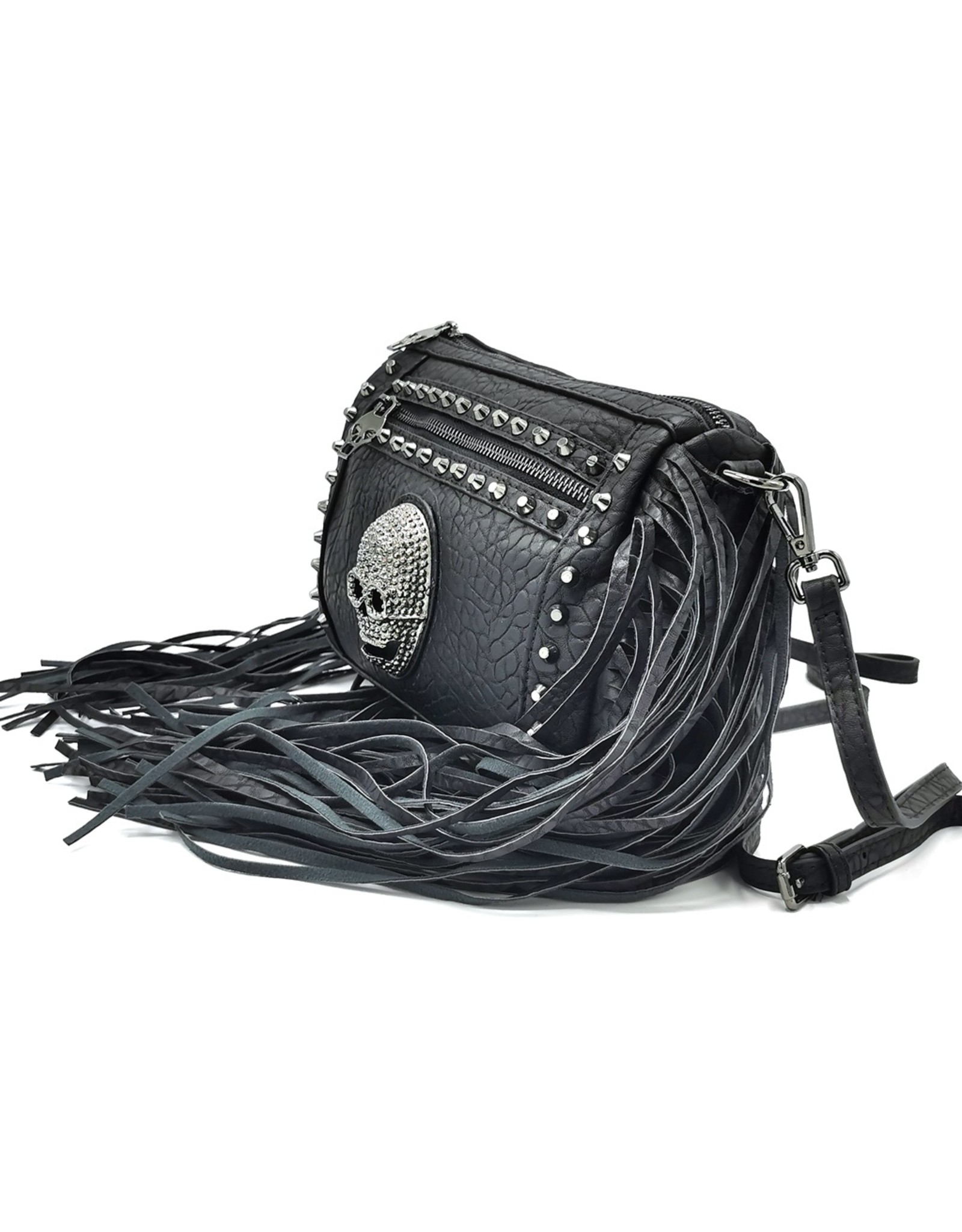 Dark Desire Gothic bags Steampunk bags -  Gothic Shoulder Bag with Metal Skull and Fringes