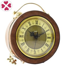 Magic Bags Clock Handbag- shoulderbag with Working Clock Brown