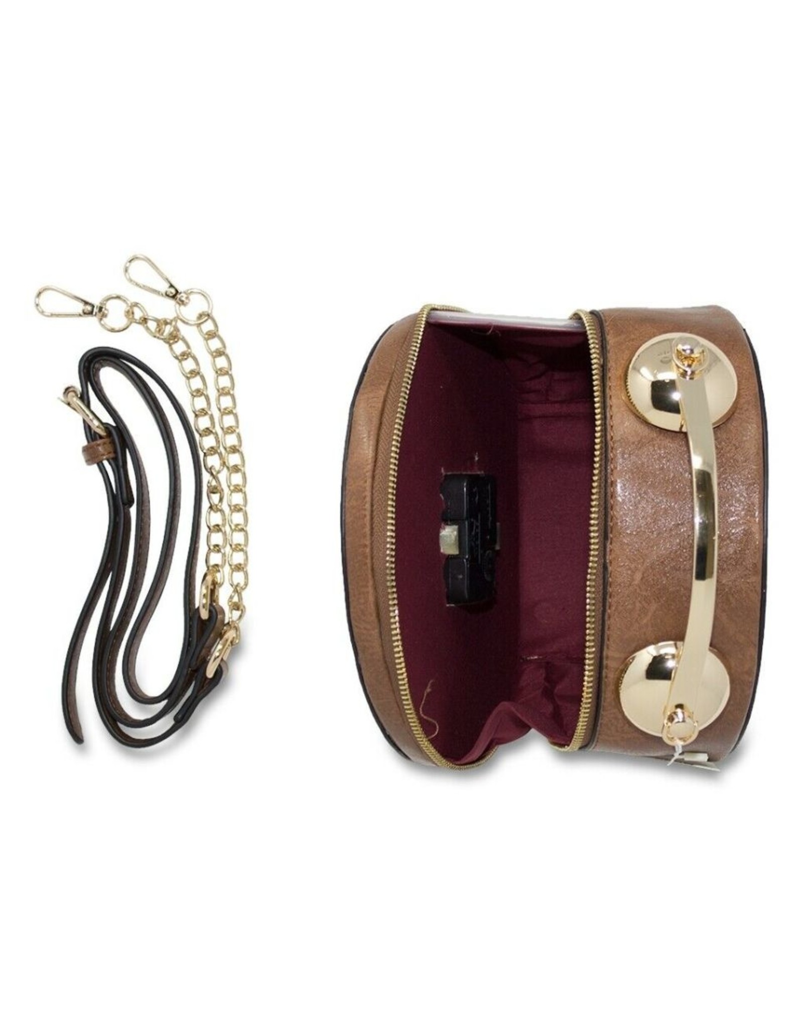 Magic Bags Fantasy bags - Clock Handbag- shoulderbag with Working Clock Brown