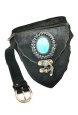 Leren heuptas met koeienhuid Leather Festival bags, waist bags and belt bags - Cowhide Waist bag with Turquoise Stone and hook