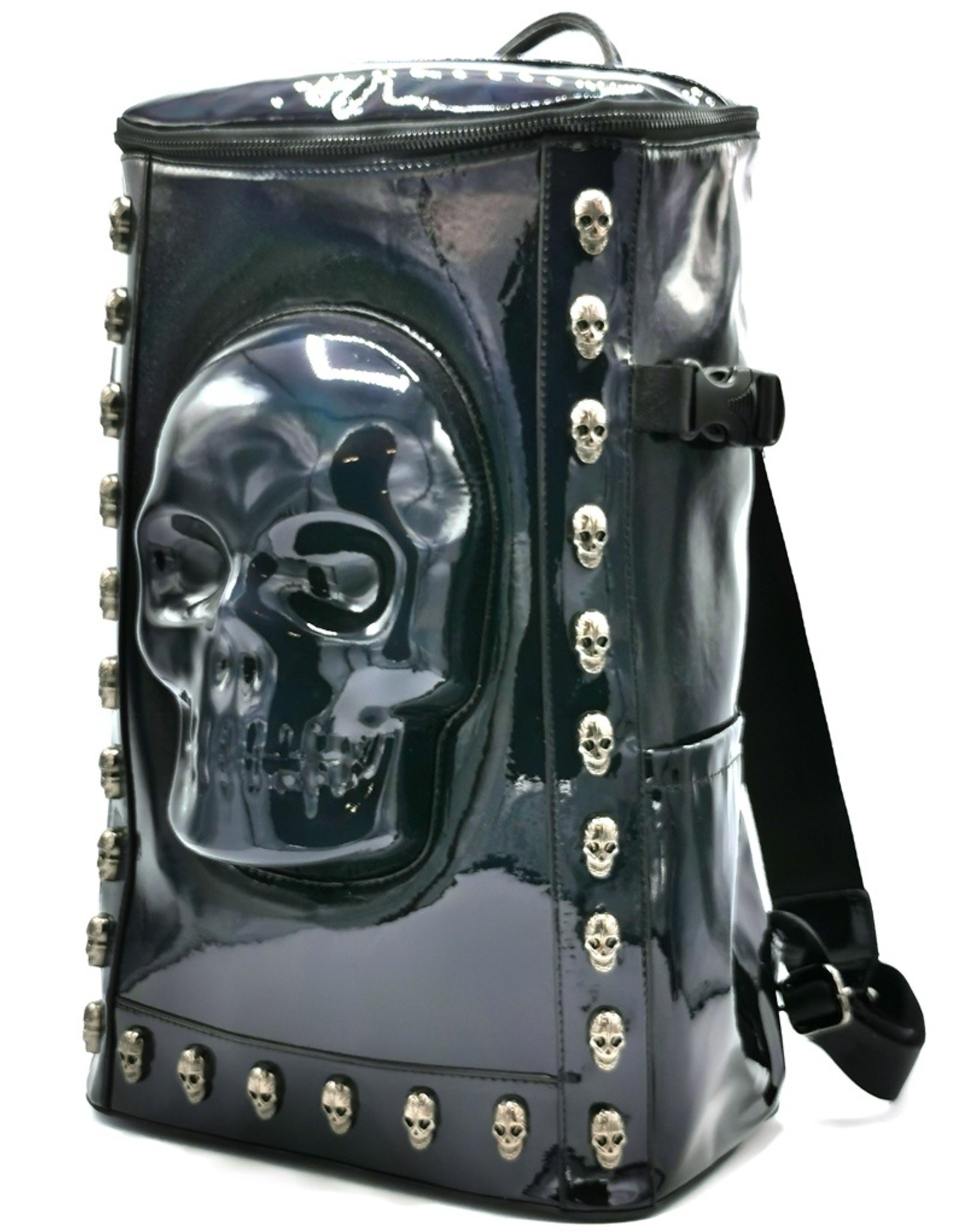 Dark Desire Gothic tassen Steampunk tassen - Ultieme Schedel Rugtas XL zwart lak