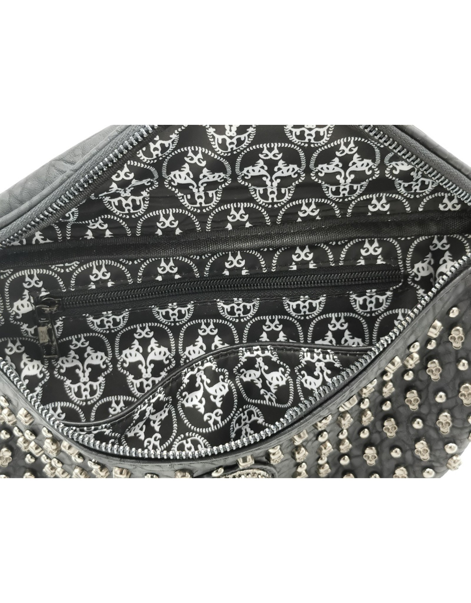 Dark Desire Gothic bags Steampunk bags - Gothic Fanny Bag with Metal Skulls