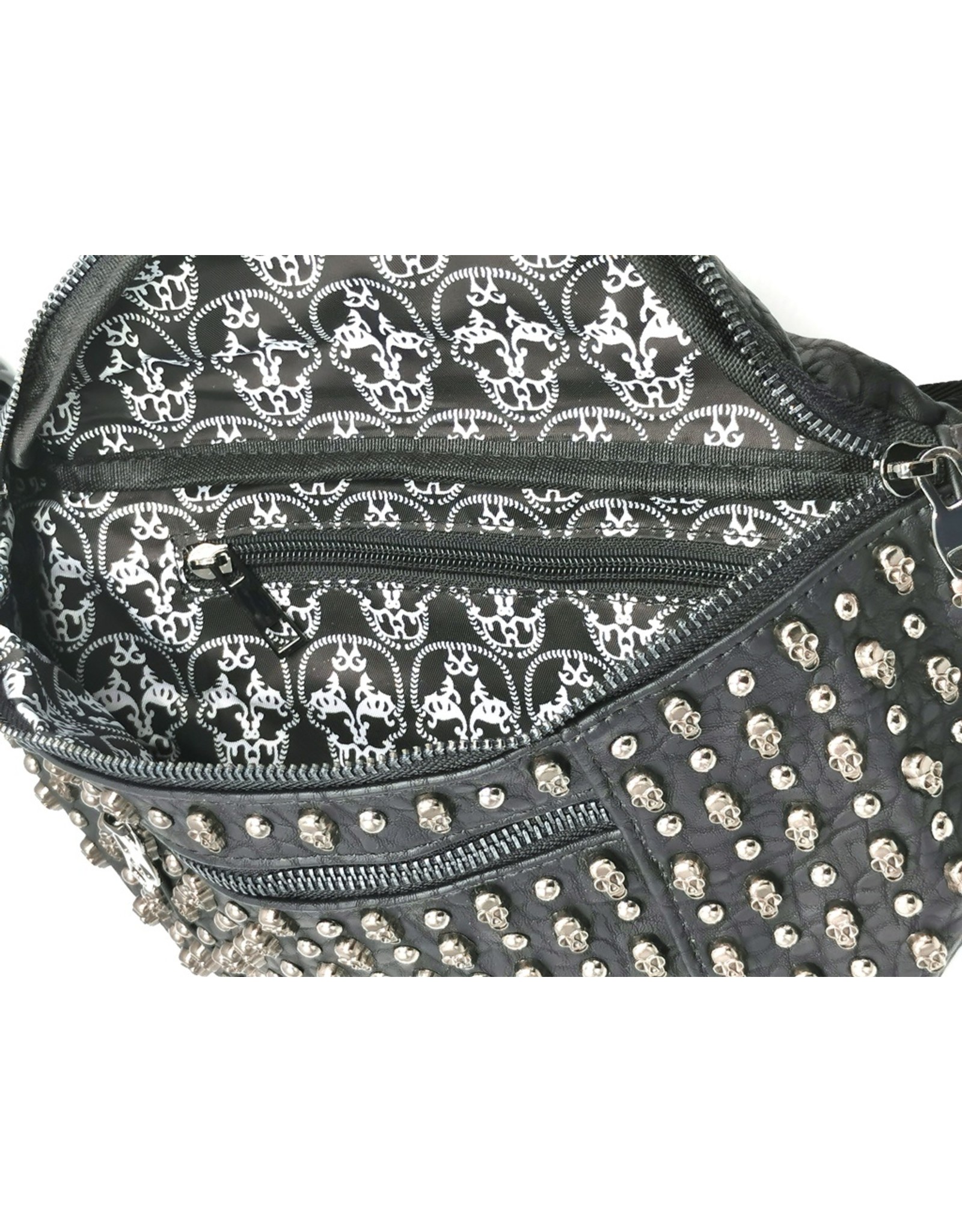 Dark Desire Gothic bags Steampunk bags - Gothic Fanny Bag with Little Metal Skulls