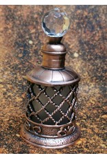 Trukado Miscellaneous -  Mini Parfumfles met Kristallen Dop Vintagelook brons