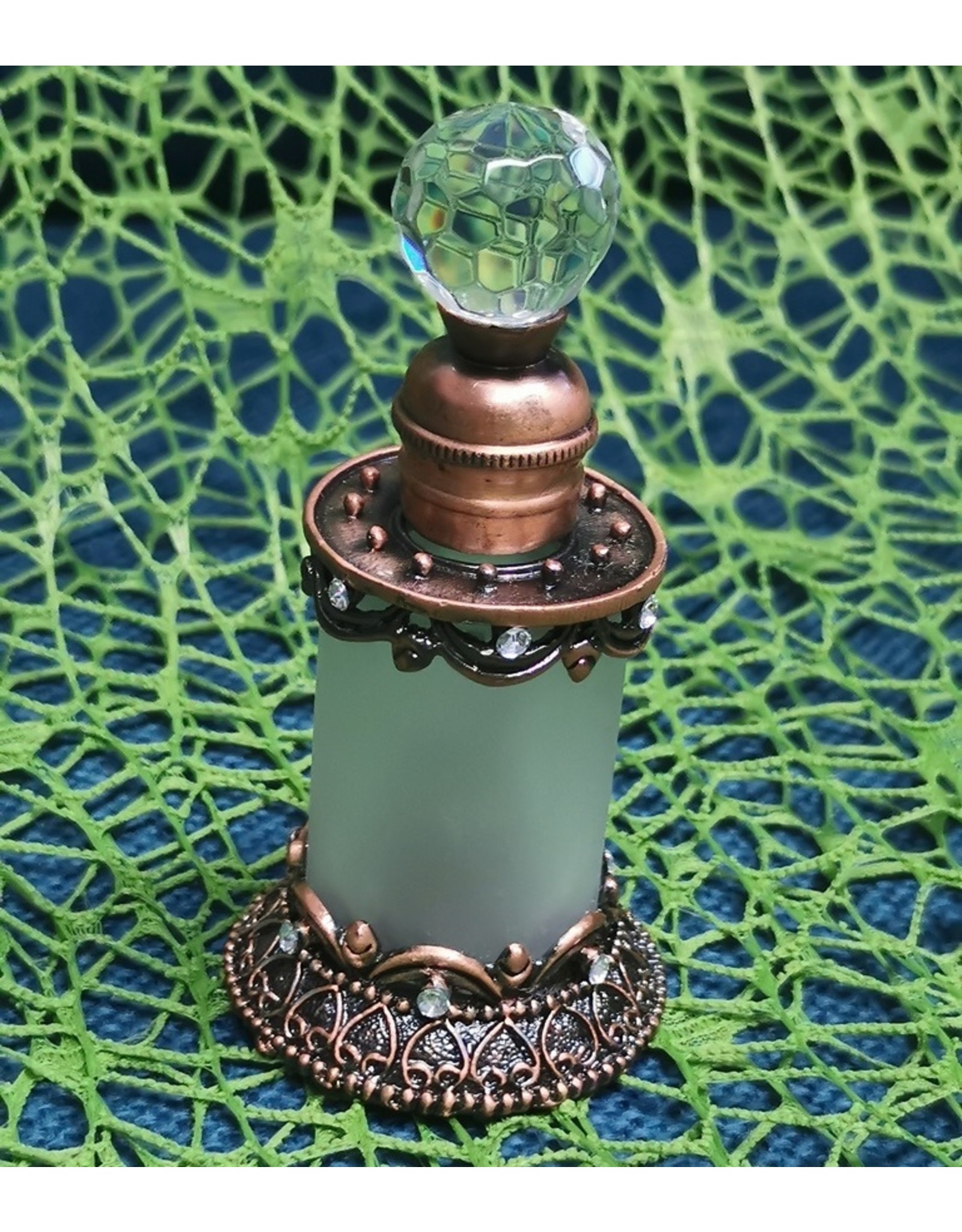 Trukado Miscellaneous - Vintage Mini Perfume Bottle with Crystal and Bronze