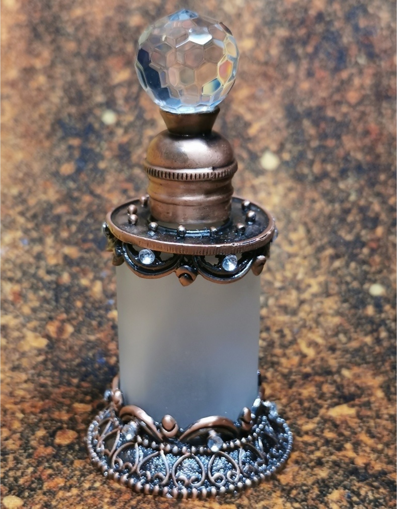 Trukado Miscellaneous - Vintage Mini Perfume Bottle with Crystal and Bronze