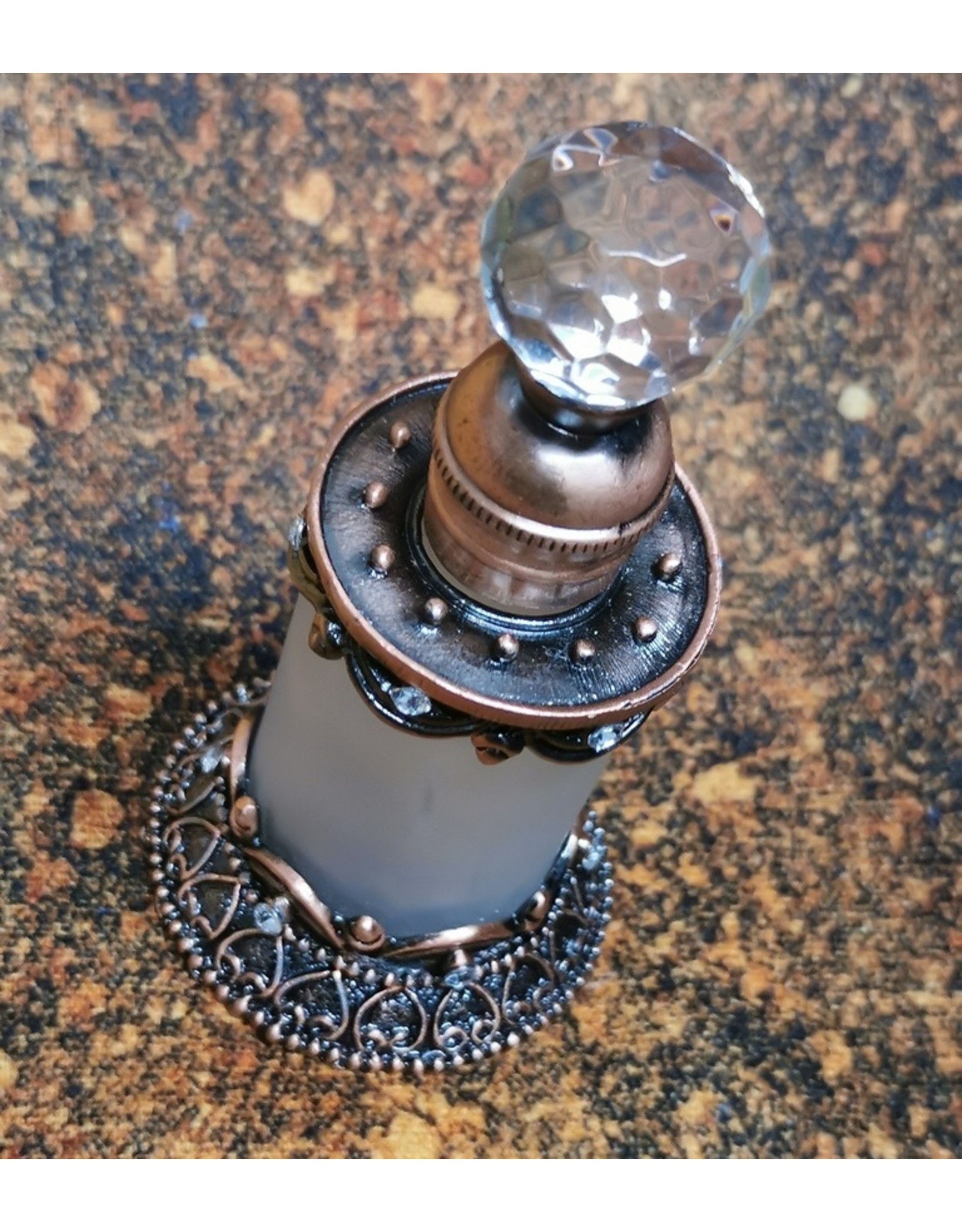 Trukado Miscellaneous - Vintage Mini Perfume Bottle with Crystal and Bronze