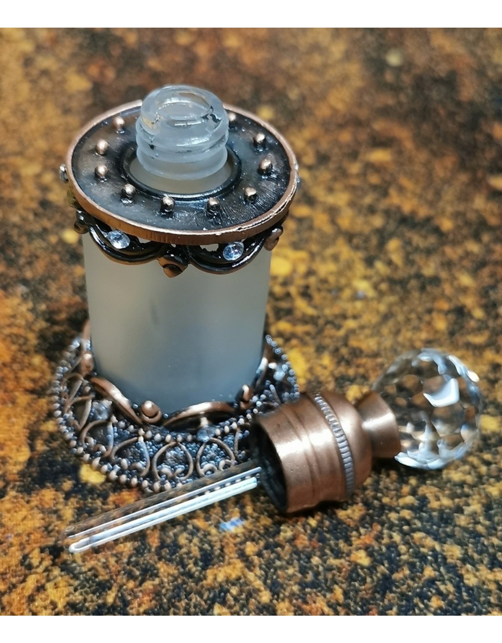 Trukado Miscellaneous - Vintage Mini Perfume Bottle with Crystal and Bronze