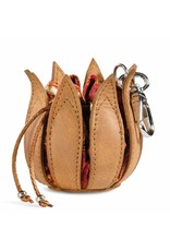 by-Lin Dutch Design Leather Wallets - by-Lin My Little Tulip Leather keychain  "Cognac Bali"