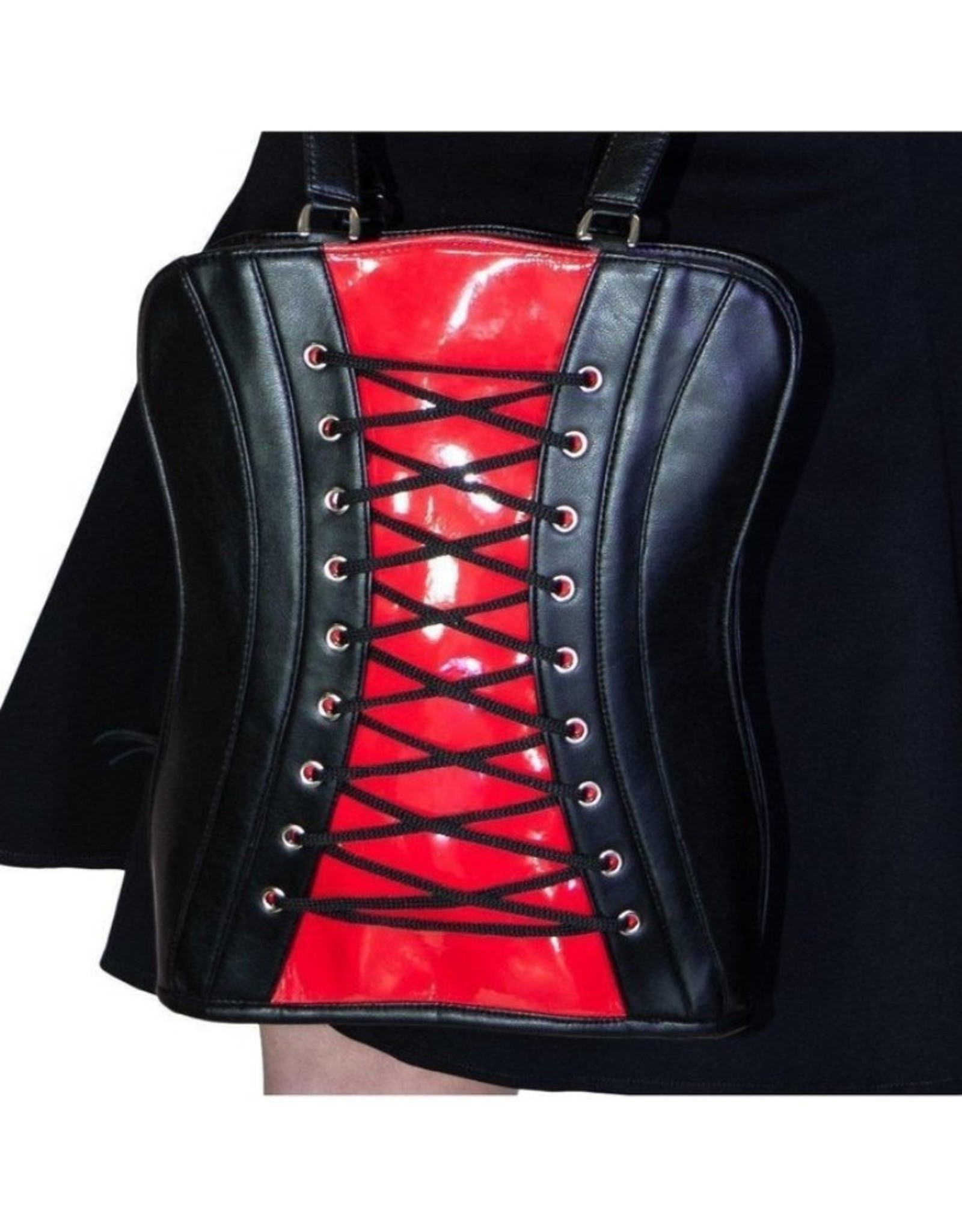 Dr. Faust Gothic bags Steampunk bags - Dr. Faust Asper Corset Handbag- Backpack red-black