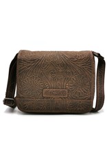 HillBurry Leather bags - Hillburry Shoulder bag with Embossed Flowers Brown