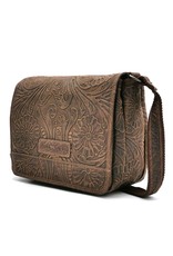 HillBurry Leather bags - Hillburry Shoulder bag with Embossed Flowers Brown