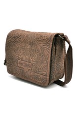 HillBurry Leather bags - Hillburry Shoulder bag with Embossed Flowers Brown