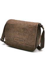 HillBurry Leather bags - Hillburry Shoulder bag with Embossed Flowers Brown