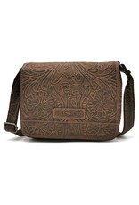 HillBurry Leather bags - Hillburry Shoulder bag with Embossed Flowers Brown