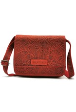 HillBurry Leather bags - Hillburry Shoulder bag with Embossed Flowers Red