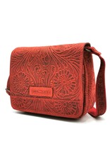 HillBurry Leather bags - Hillburry Shoulder bag with Embossed Flowers Red