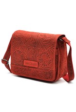 HillBurry Leather bags - Hillburry Shoulder bag with Embossed Flowers Red