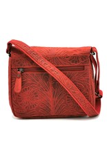 HillBurry Leather bags - Hillburry Shoulder bag with Embossed Flowers Red