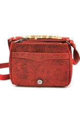 HillBurry Leather bags - Hillburry Shoulder bag with Embossed Flowers Red