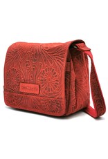 HillBurry Leather bags - Hillburry Shoulder bag with Embossed Flowers Red