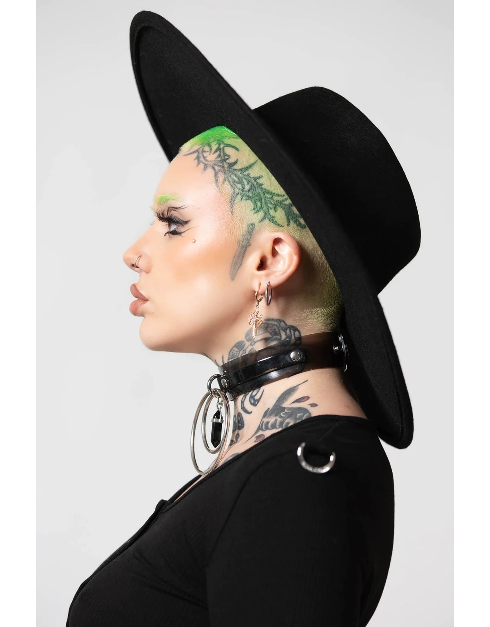 Killstar Gothic and Steampunk accessories - Killstar Witch Brim Black Hat