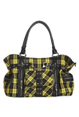 Banned Gothic Tassen Steampunk Tassen - Banned Rise Up Tartan Punk Handtas geel