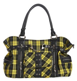 Banned Banned Rise Up Tartan Punk Handbag yellow