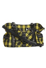 Banned Gothic Tassen Steampunk Tassen - Banned Rise Up Tartan Punk Handtas geel