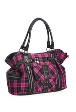 Banned Gothic Tassen Steampunk Tassen - Banned Rise Up Tartan Punk Handtas roze