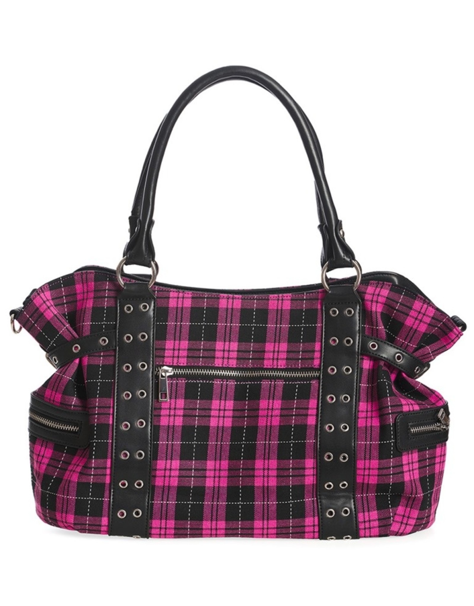 Banned Gothic bags Steampunk bags - Banned Rise Up Tartan Punk Handbag pink