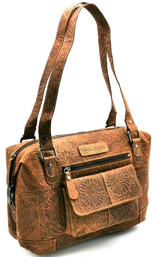 HillBurry Leren Schoudertas met Bloemenmotief Naturel | Boutique - Boutique