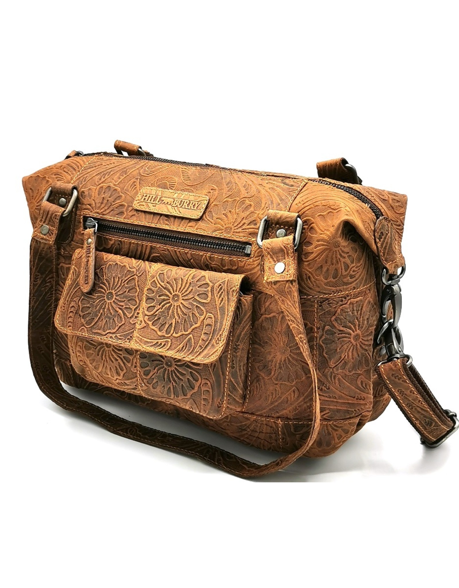 HillBurry Leather bags - Hillburry Leather Shoulder bag with Embossed Flowers