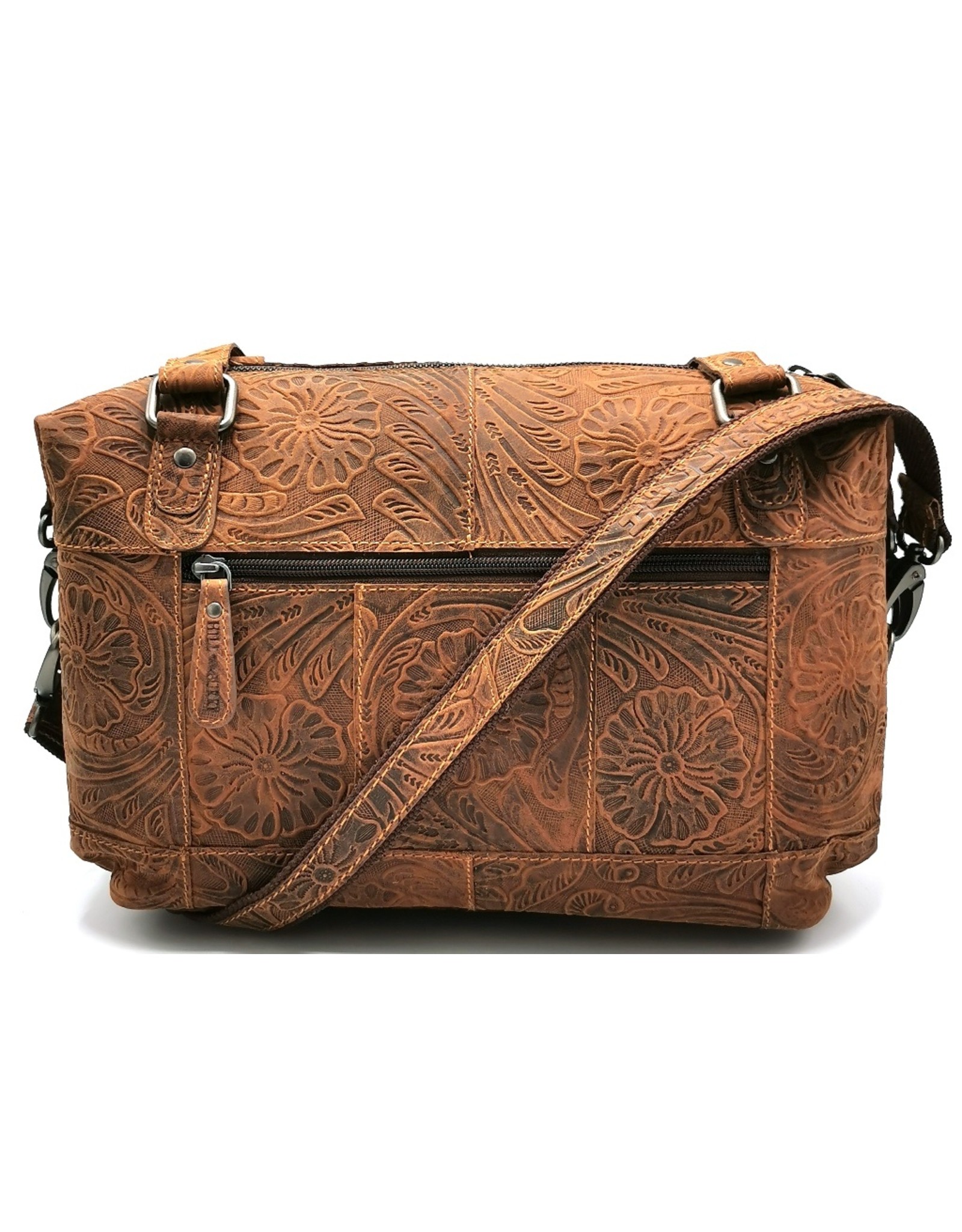 HillBurry Leather bags - Hillburry Leather Shoulder bag with Embossed Flowers