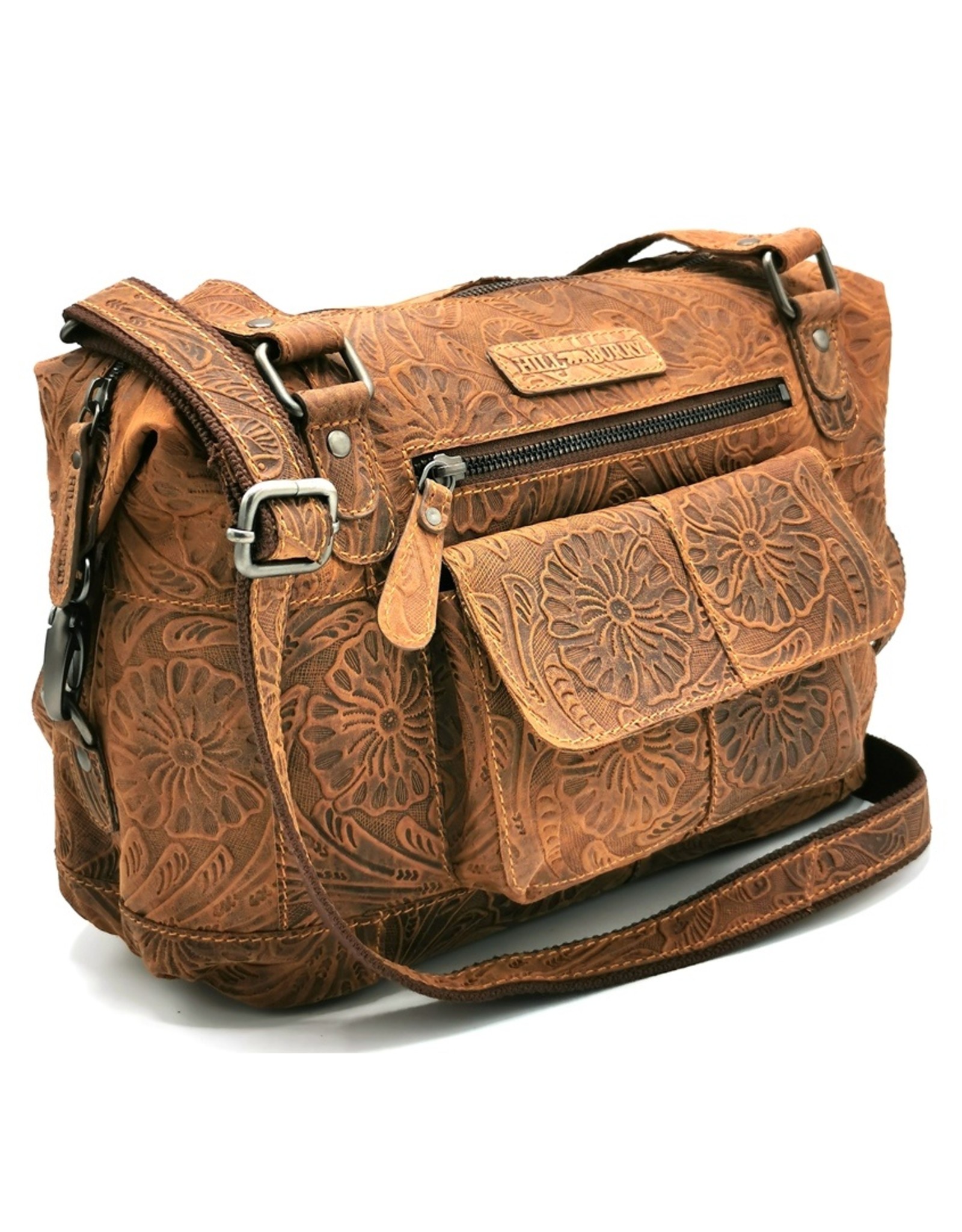 HillBurry Leather bags - Hillburry Leather Shoulder bag with Embossed Flowers